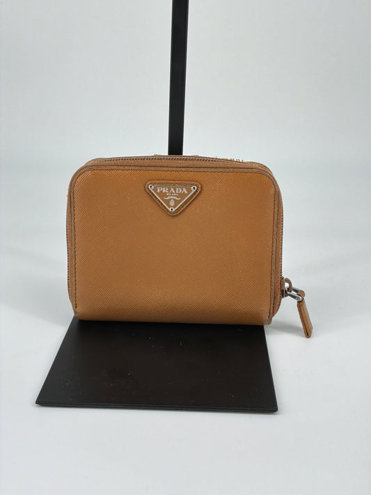 Prada Zip-Around Compact Wallet – Vintage Saffiano Leather
