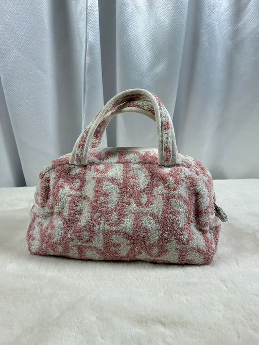 Christian Dior Pink Trotter Monogram Terry Cloth Bowler Bag