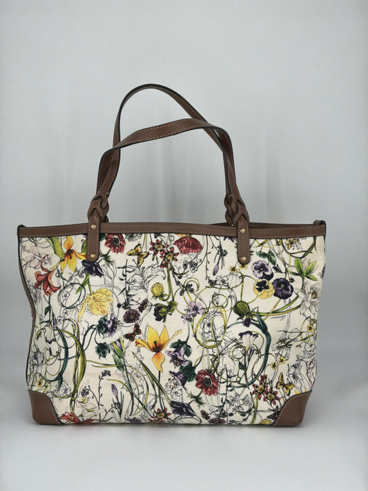 Gucci Flora Print GG Supreme Canvas Large Tote Bag – Beige / Multicolor