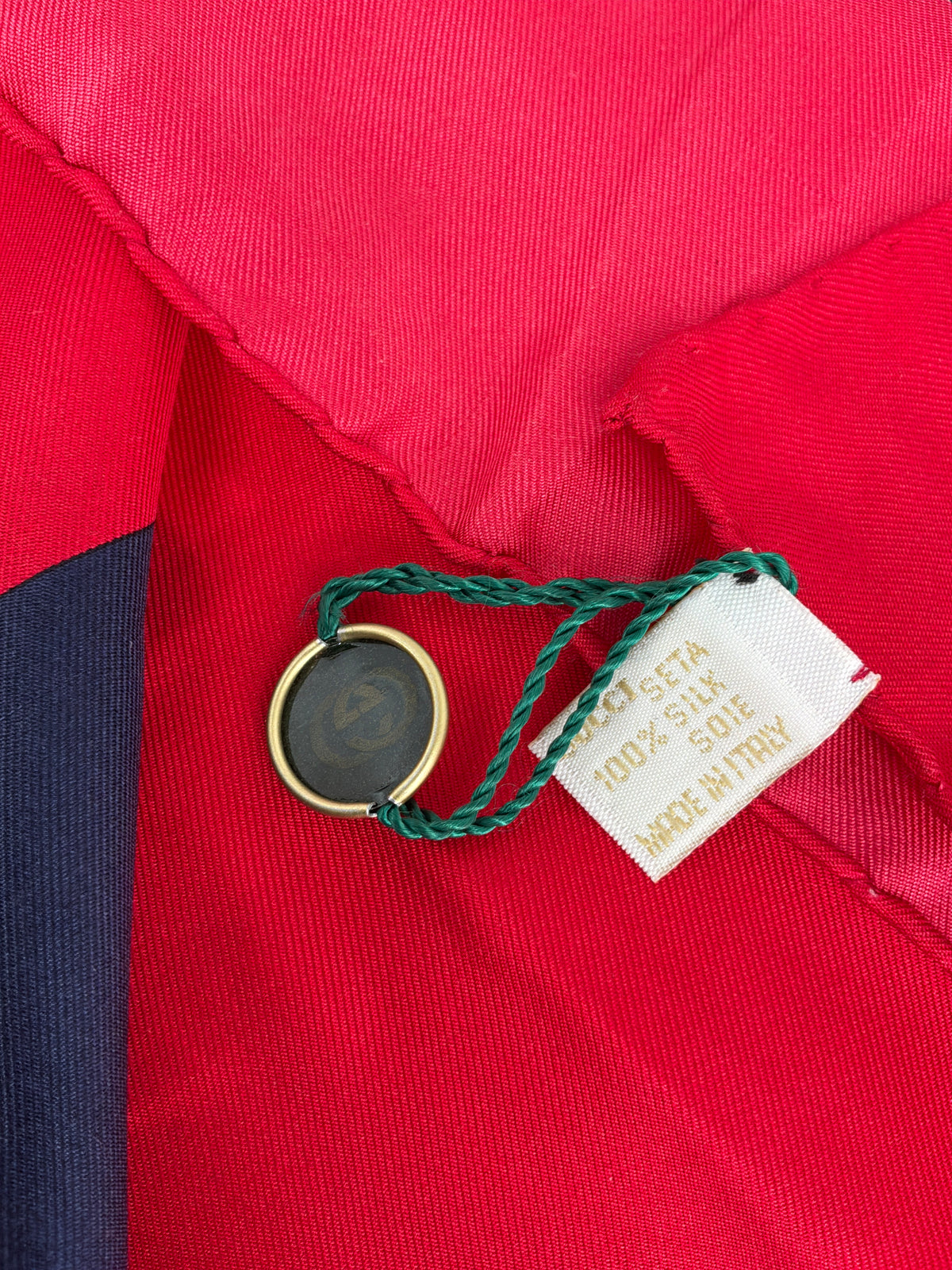 Gucci Vintage Equestrian Horse and Jockey Printed Silk Scarf – Red & Navy