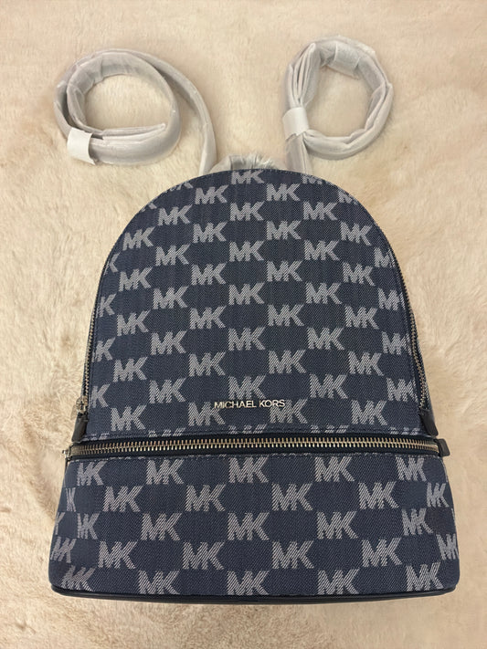 Michael Kors Rhea Medium Logo Jacquard Denim Backpack