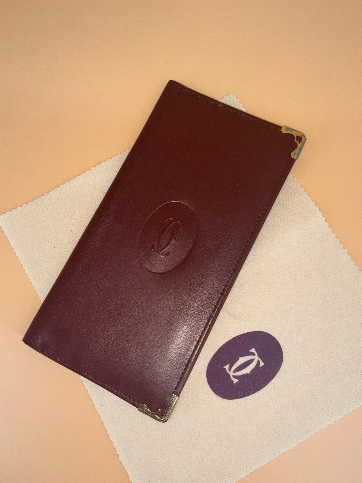 Must de Cartier Long Wallet – Vintage Burgundy Calfskin with Original Box