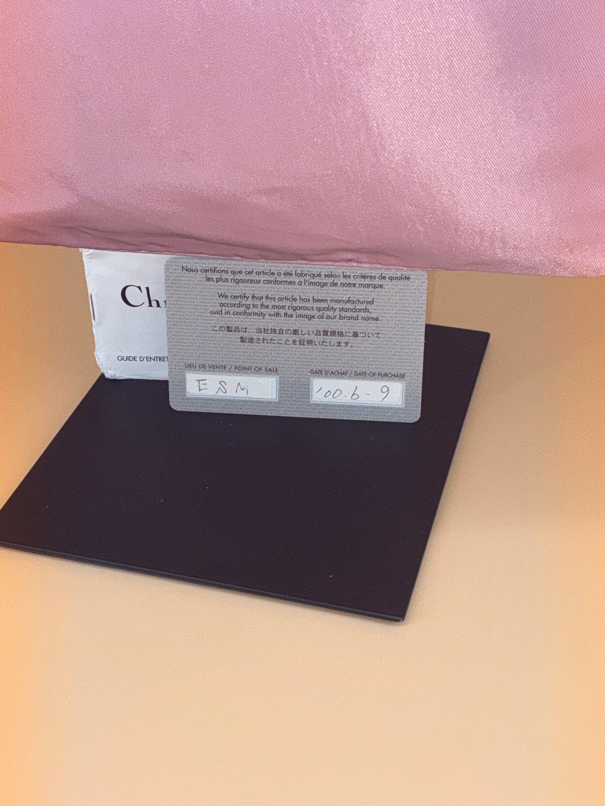 Christian Dior Mini Pouch Bag – Vintage Blush Pink Satin with Resin Beaded Handle