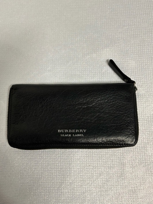 Burberry Black Label Zip-Around Wallet, Black Leather