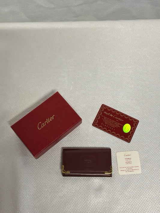 Cartier Must de Cartier Card Holder, Burgundy Leather – Like New