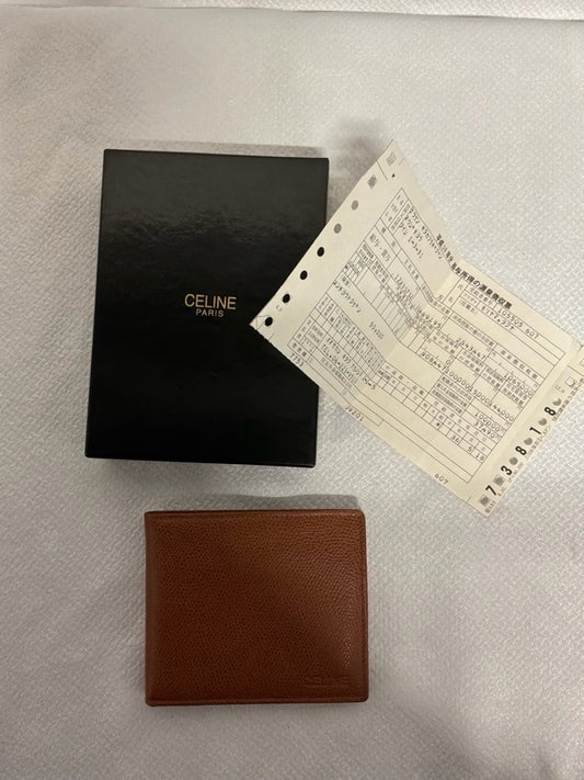 Celine Bi-fold Wallet, Brown Textured Leather – Excellent