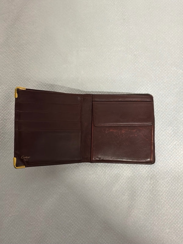 Cartier Bifold Wallet, Burgundy Leather – Shows Wear