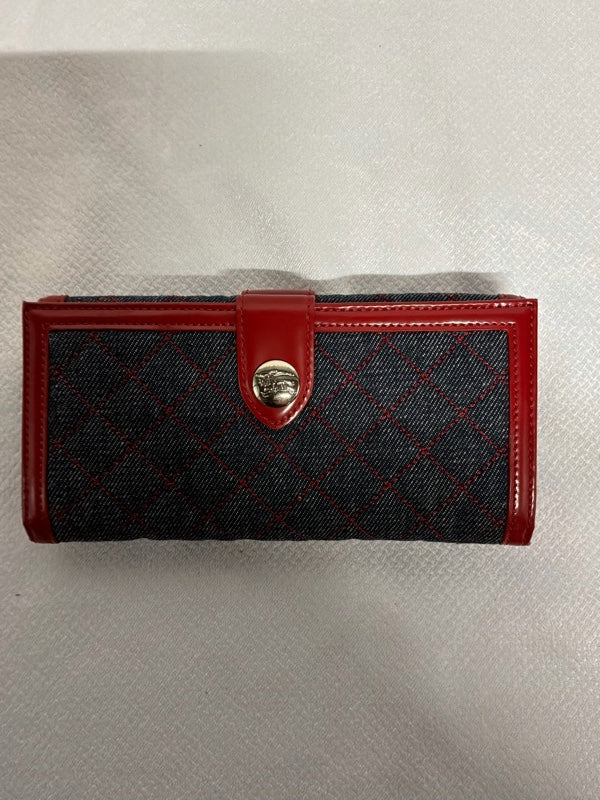 Burberry Haymarket Check Continental Wallet Red Leather Trim – Excellent