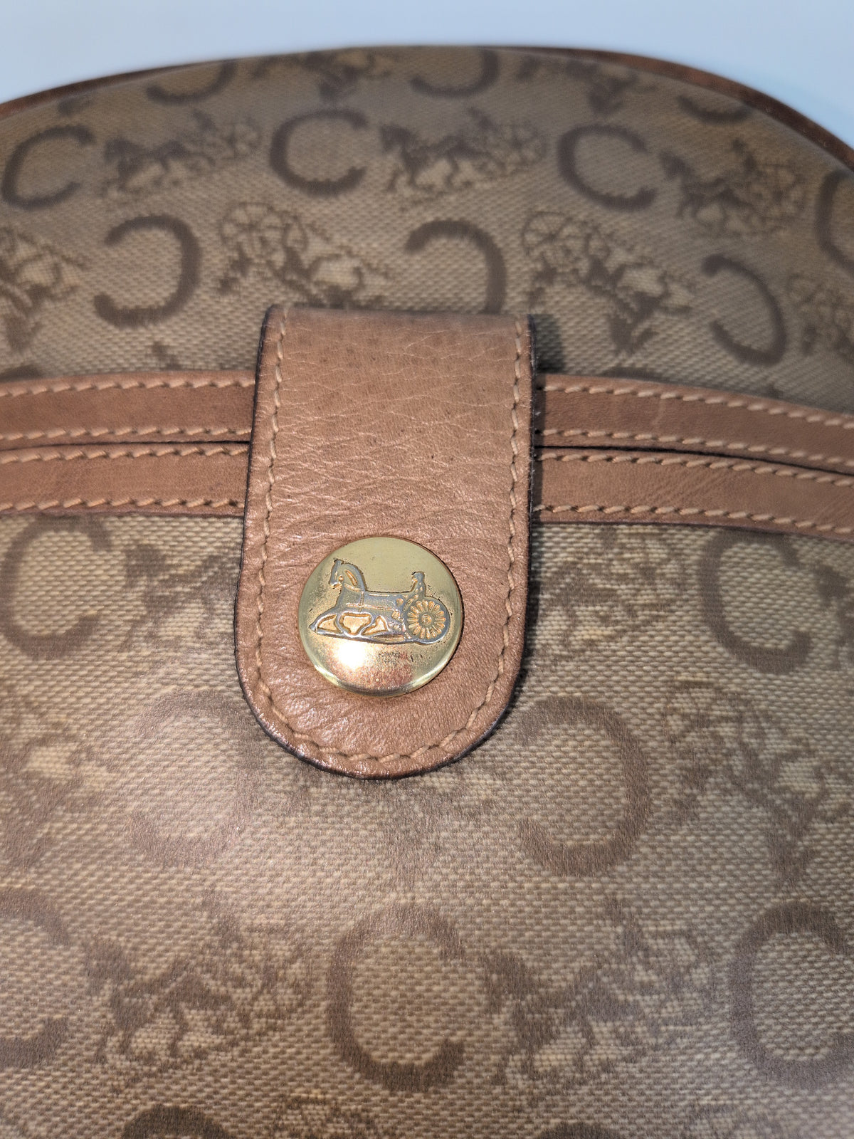 Celine Vintage Macadam Shoulder Bag – Brown & Tan