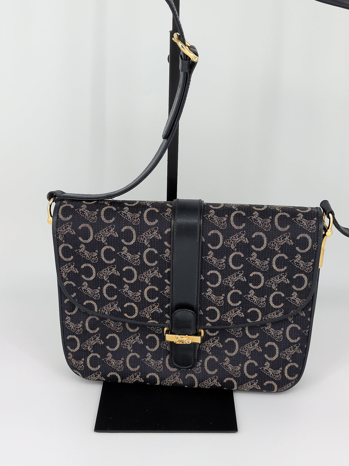 Celine Vintage Leather Crossbody Bag – Black