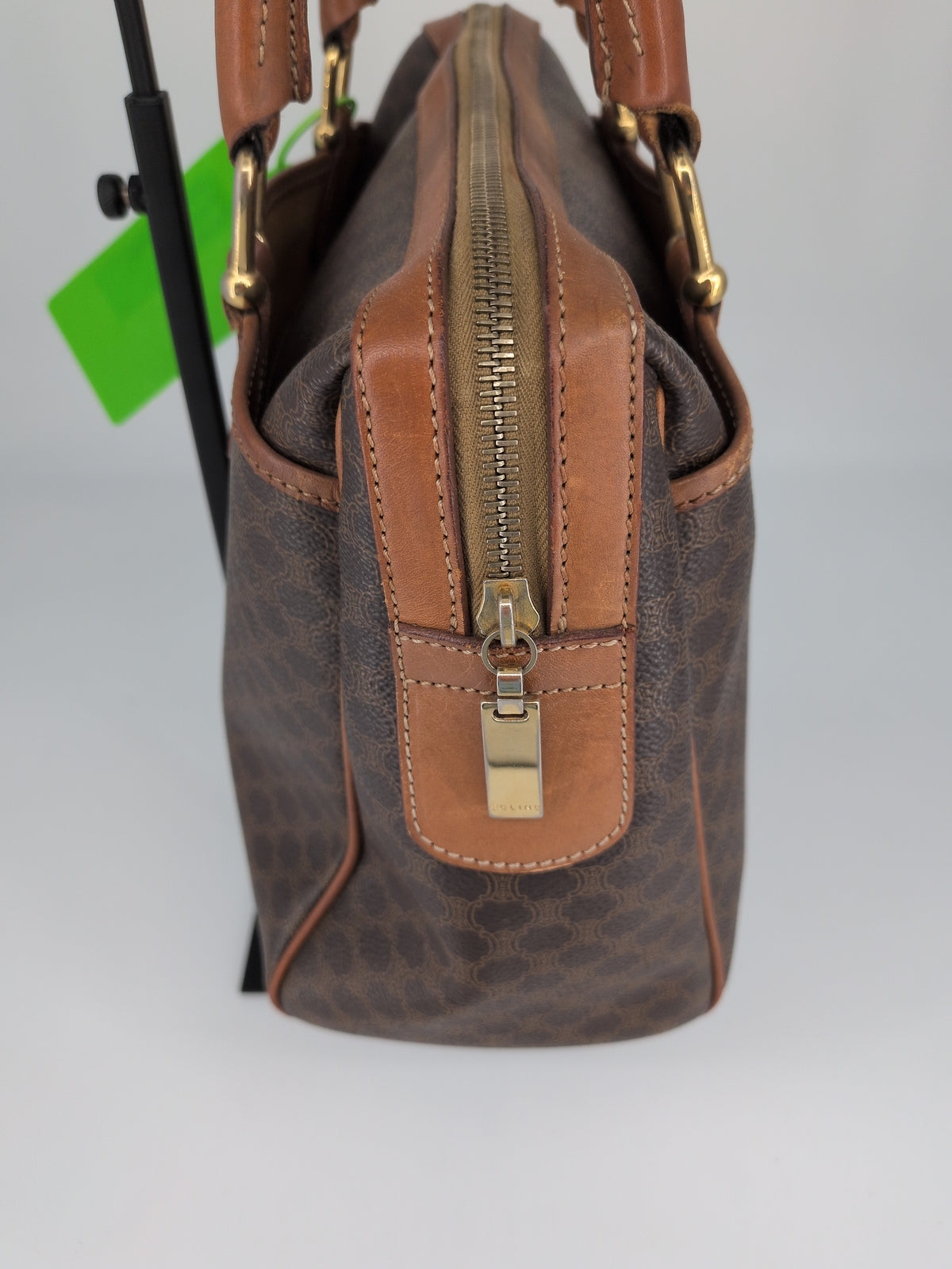 Celine Vintage Macadam Top Handle Satchel – Brown & Tan