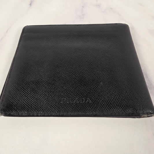 Prada Vintage Embossed Leather Bifold Wallet – Black