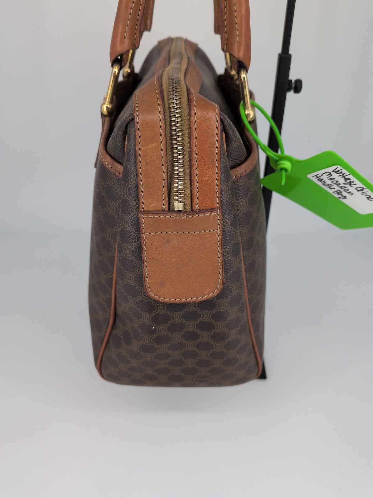 Celine Vintage Macadam Top Handle Satchel – Brown & Tan