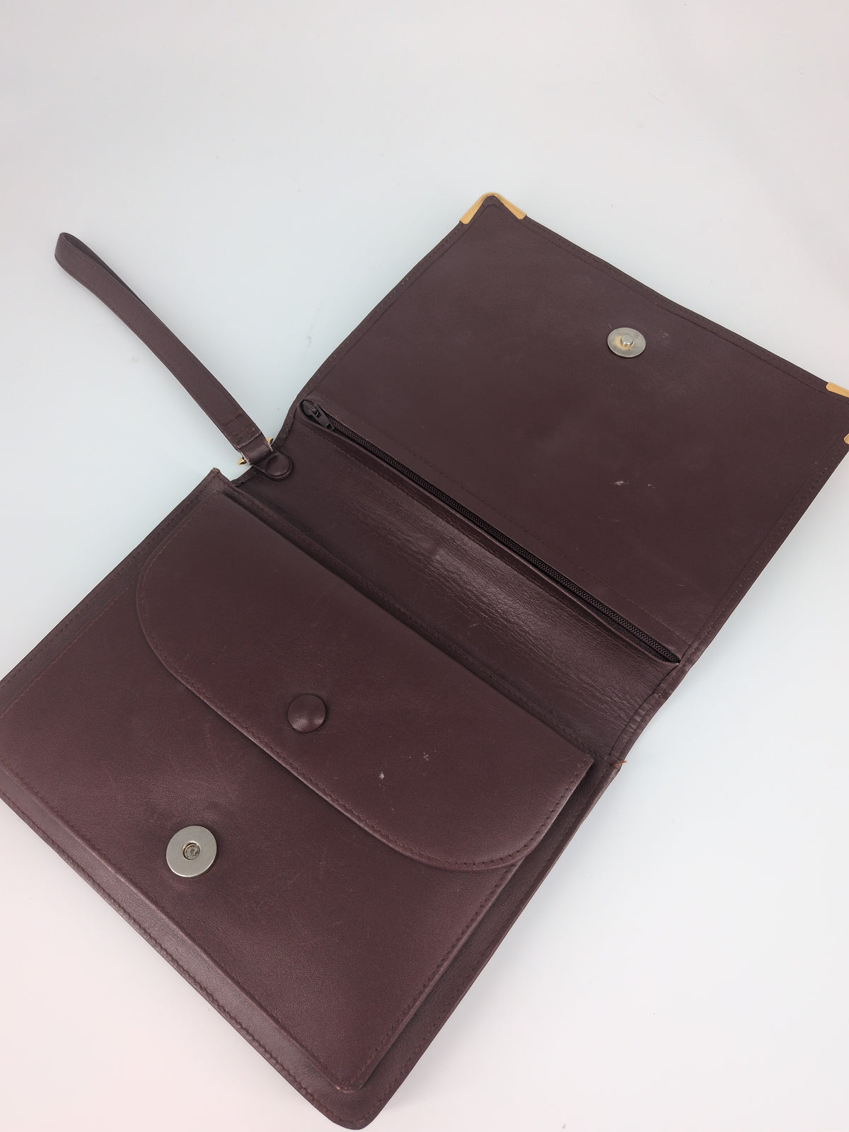 Les Must de Cartie Vintage Bordeaux Leather Flap Clutch