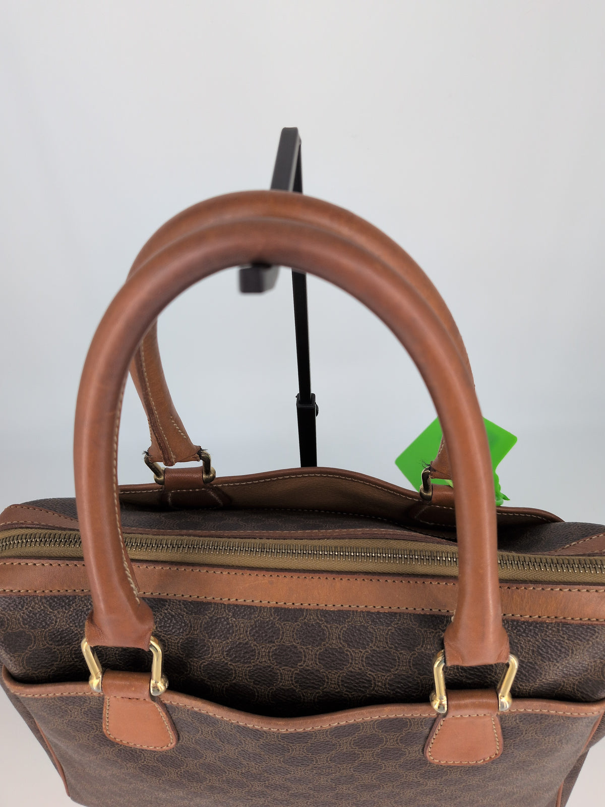 Celine Vintage Macadam Top Handle Satchel – Brown & Tan